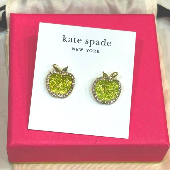 KATE SPADE NEW YORK ♠️🍏
Granny Smith Sparkling Apple Stud Earrings 🍏 - Picture 7 of 7